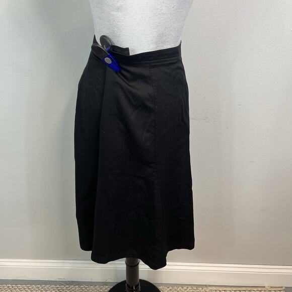 J. Crew Re-Imagined Wrap Skirt size 8 Black Midi A Line Modest Career Casual - Picture 6 of 7